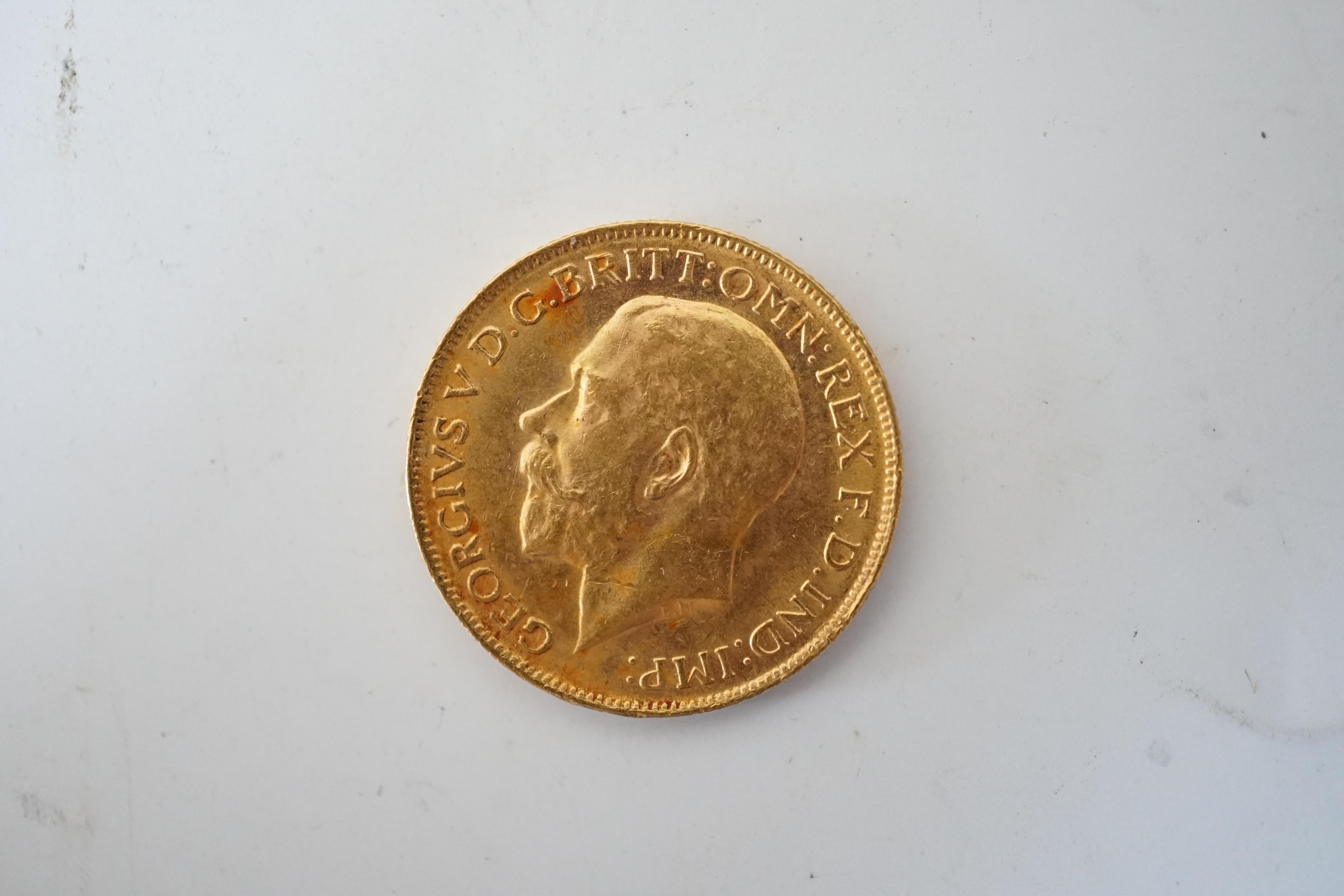 British gold coins, George V sovereign, 1918M, EF